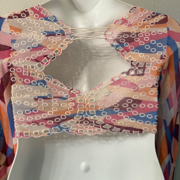 Free People bell sleeve lace up crop “eyes on you” - Picture 5 of 11